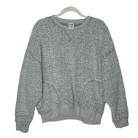 Victoria’s Secret PINK Gray Faux Sherpa Sweatshirt - Picture 3 of 13